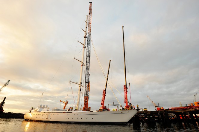 75m megayacht M5 (ex Mirabella V) at Pendennis in Falmouth, UK