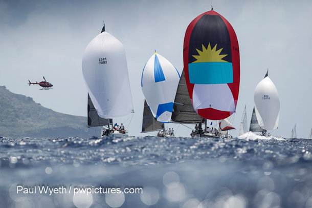 Fleet shot on the final day at Antigua Sailing Week Credit: Paul Wyeth/pwpictures.com