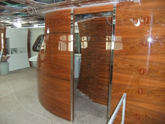 Interior of the 46m Vulcan yacht under construction - Image credit Vicem Yachts