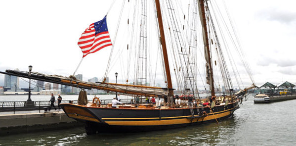 Luxury sailing yacht Pride of Baltimore II at Dennis Conner's North Cove