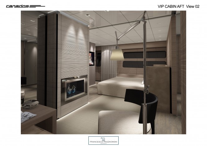 Motor yacht Canados 120 VIP Cabin Aft View