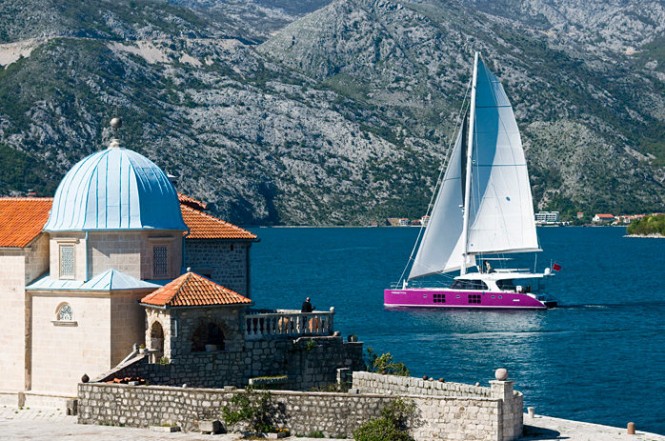 Sunreef 58 sailing yacht FREESTYLE in Bay of Kotor, Montenegro