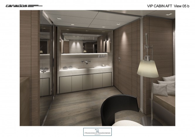 Superyacht Canados 120 VIP Cabin Aft View basin