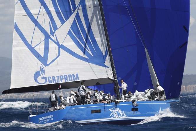 Swan 60 yacht Bronenosec competing in the Mapfre PalmaVela 2012 Credit: MartinezStudio.es