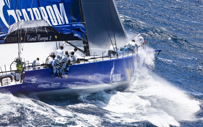 100ft luxury yacht Esimit Europa 2 competing in the 2012 Giraglia Rolex Cup Credit: Studio Borlenghi/G. Trombetta