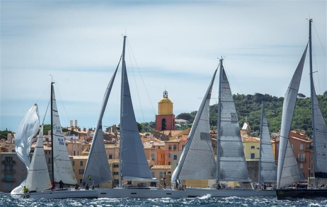 Fleet with St. Tropez in the background Credit: Rolex/Kurt Arrigo
