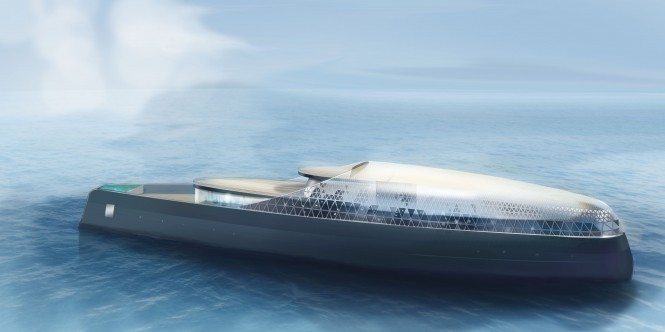 Megayacht Sapphire - a rear side view