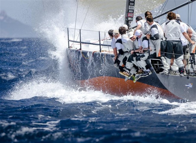 TP52 yacht Near Miss in a challenging downwind leg Credit RolexKurt Arrigo