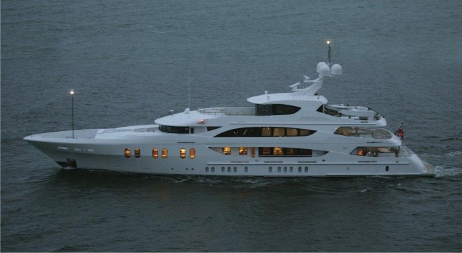 57m Motor Yacht LADY LINDA Night Running - Photo Courtesy of Alex Pfotenhauer