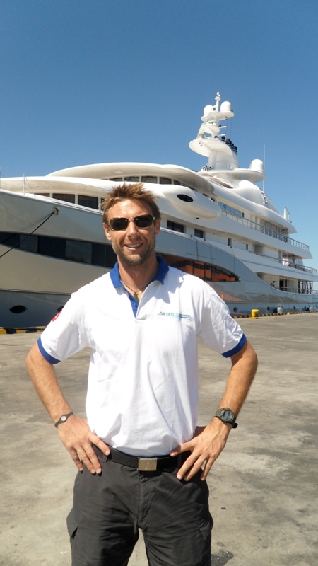 Asia Pacific Superyachts Indonesia Richard Lofthouse at Bali harbor with Mayan Queen