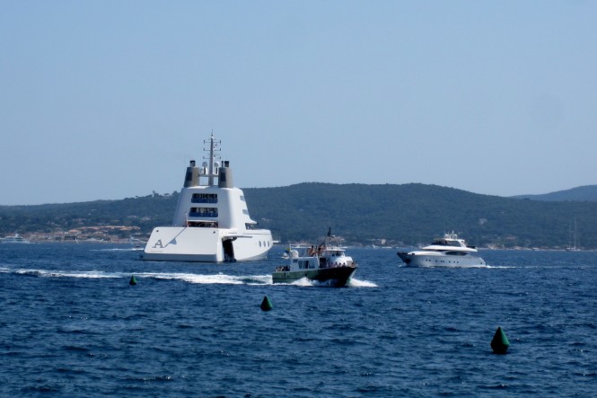 B+V luxury mega yacht A at St Tropez - France Photo credit to Sacha Suzanne Hart