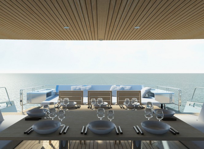 Luxurious exterior aboard superyacht Kanga