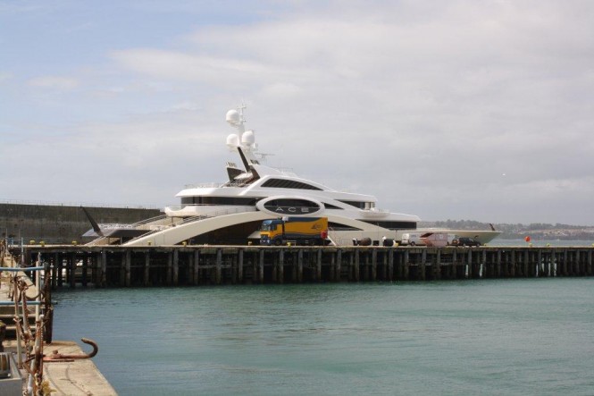 87m Lurssen megayacht ACE in Portland Harbour
