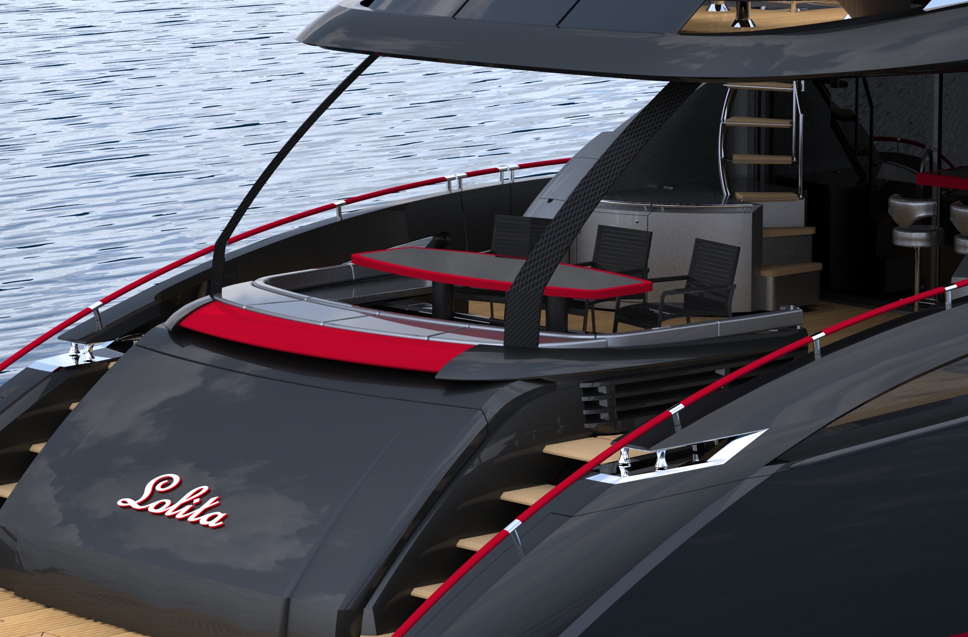 Aft Deck of the new LSX95 motor yacht by Lazzara