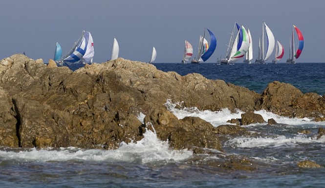 Fleet racing at the Rolex Swan Cup in Sardinia