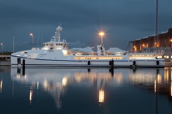 Garcon a 67m fast yacht support vessel to the luxury superyacht ACE