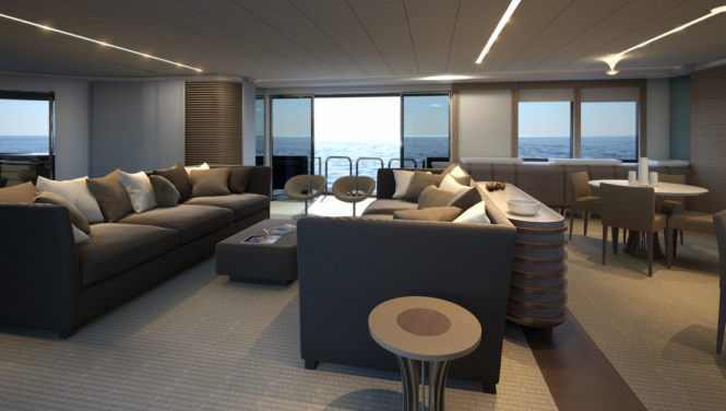 Interior of the Mondo Marine Explorer Yacht Mondo 45 by Sergio Cutolo