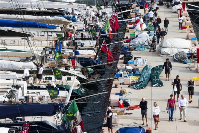 Maxi fleet berth at the Yacht Club Costa Smeralda Docks - Photo by RolexCarlo Borlenghi