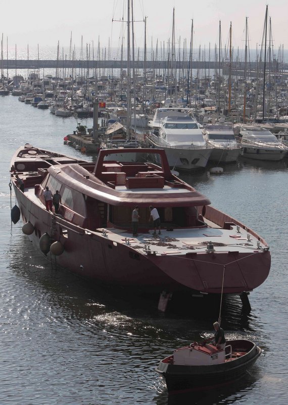 Perini Navi sailing yacht Hull C.2218 arrives in Viareggio