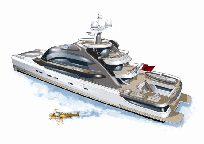 Project Oxygen superyacht - aft view
