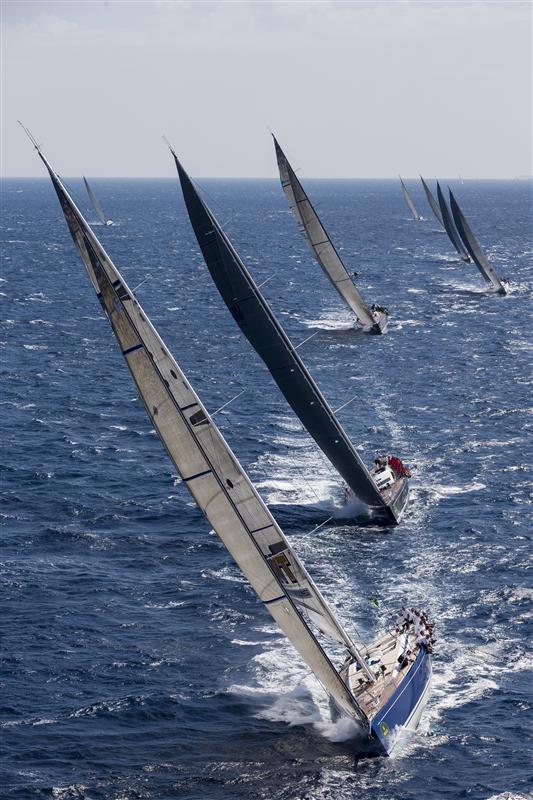 Sailing yacht Berenice Bis ahead the Maxi Class fleet - Photo by Rolex Carlo Borlenghi