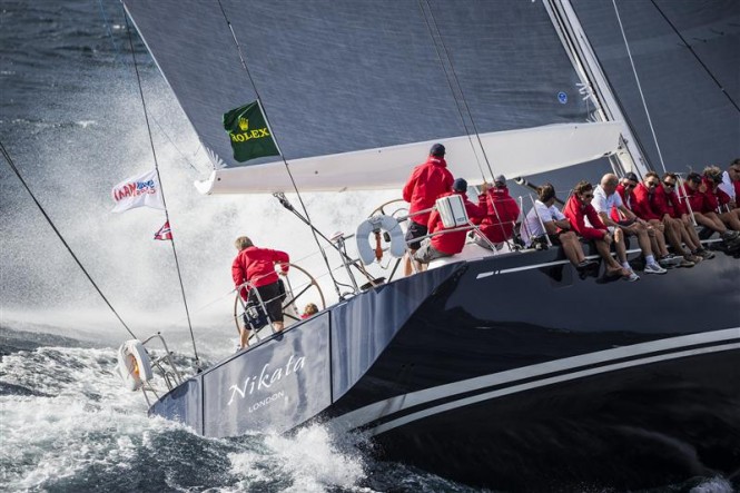 The crew of Nikata yacht tested by the elements - Photo by Rolex Carlo Borlenghi