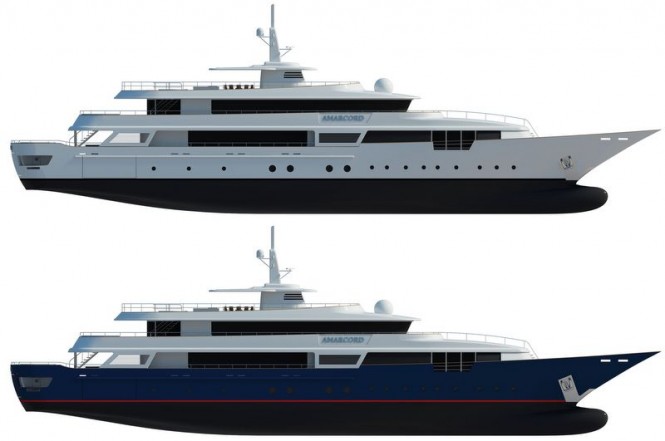 Superyacht Amarcord 56 in white and blue