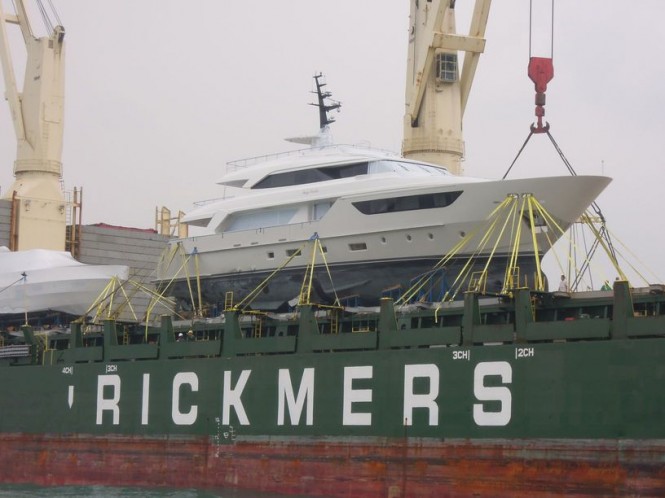 Lady Cecilia yacht on board a special cargo ship