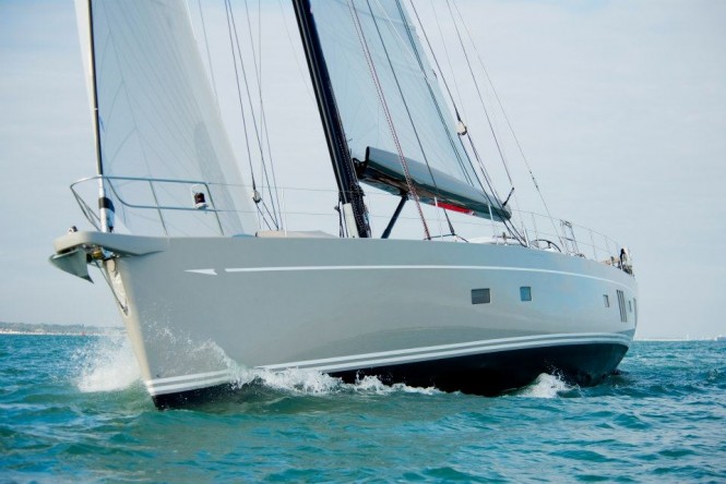 Oyster 885 sailing yacht Lush featuring Formula Marine's Shark Boom