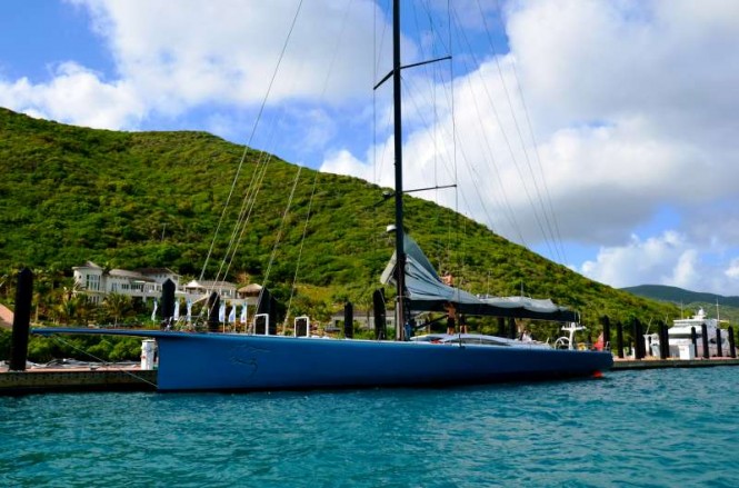 Luxury charter yacht Ran Leopard moored at YCCS Marina, Virgin Gorda (BVI) Photo credit YCCS
