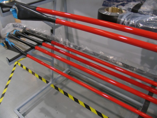 Almost a kilometre of Future Fibres bright red carbon cables for Hull C.2193 superyacht