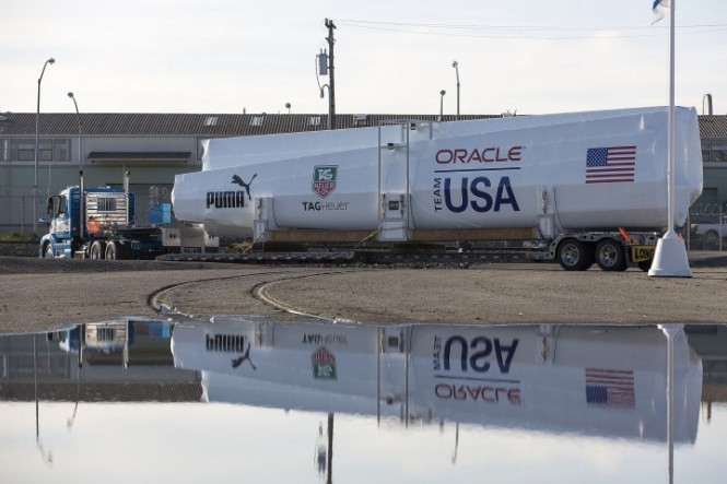 ORACLE TEAM USA wing two for Defender’s first AC72 yacht