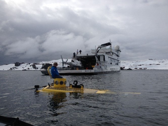 PC1201 submersible off stern of motor yacht SuRi - Photo by Troy Engen