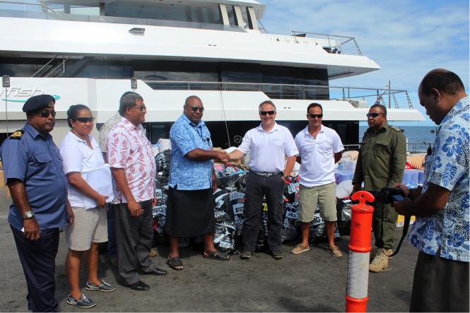 Project Big Fish - Aid arriving to Fiji Islands aboard superyacht Big Fish