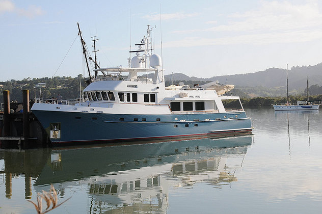 30m motor yacht Maverick afloat and ready to sail after being repainted at Oceania Marine