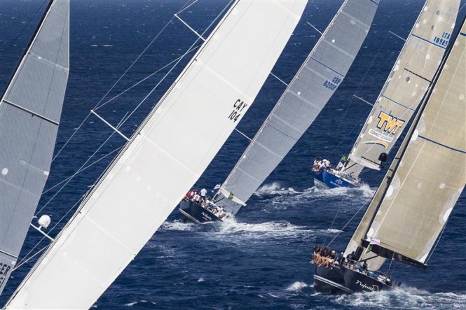Maxi Class Fleet racing upwind - Photo by Rolex Carlo Borlenghi