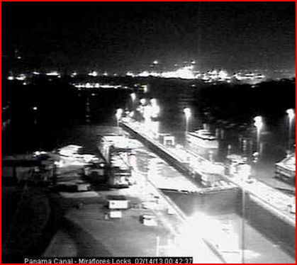 Night photo of the 78 m Feadship mega yacht Venus sent by Bruce Bremer