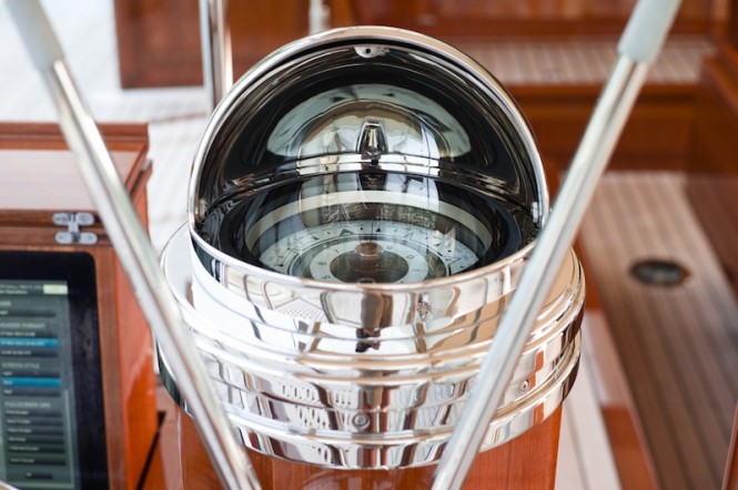 Kamaxitha yacht - cockpit and steering - Photo by Cory Silken