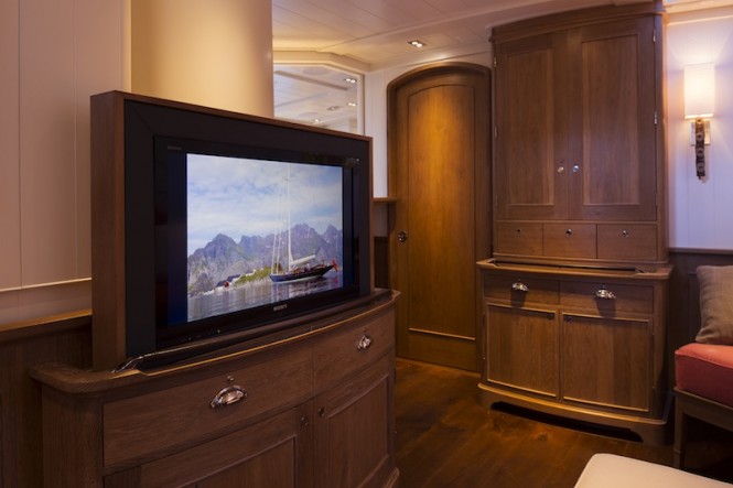 Royal Huisman Sailing Yacht Pumula - lower salon - Photo by Cory Silken