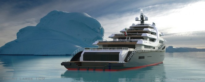 Aft view of the 109m Esprit Large motoryacht