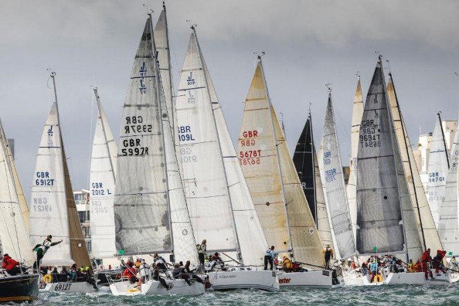 Race photographer Paul Wyeth's image from 2012 clearly illustrates the requirement for skippers to keep their wits about them on the Start Line. Photo: Paul Wyeth/www.pwpictures.com