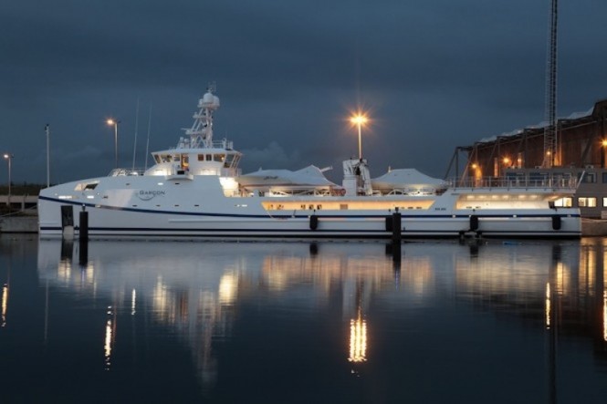 New 69m Nakilat Damen Fast Support Mega Yacht to be based on .jpgthe proven axe-bow hull of Damen’s 67m Sea-Axe yacht support vessel Garcon shown above