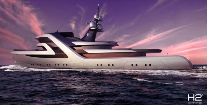 59m H2 luxury yacht conversion concept for ICON Yachts Design Challenge