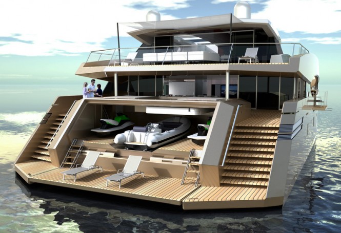 90 Sunreef Power superyacht - rear view