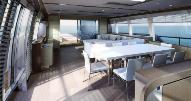 Interior of the new Ferretti 960 yacht
