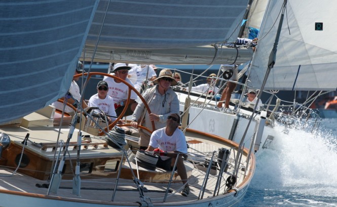 Donal Tofias at the helm of Wild Horses on Day 2 