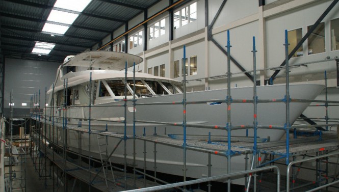 Mulder 98 Flybridge superyacht YN1391 under construction at new Mulder shipyard