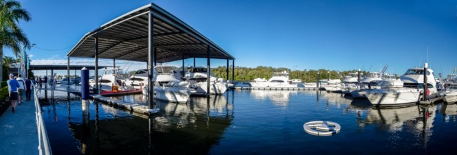 Boating enthusiasts can inspect the full line of Riviera boats at the impressive red carpet under cover new model boat show