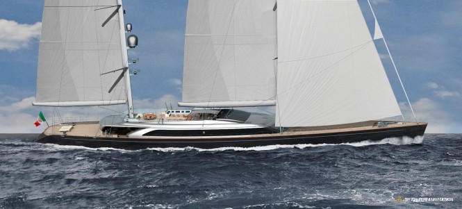 C.2227 yacht by Perini Navi sailing - rendering