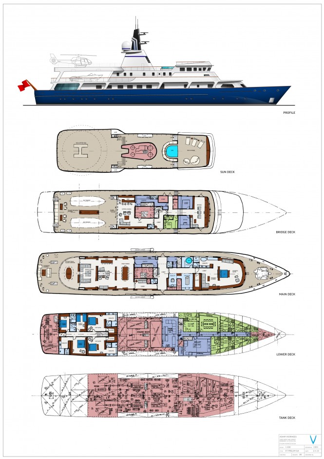 Conversion proposal for 65m luxury yacht Van Triumph - Layout